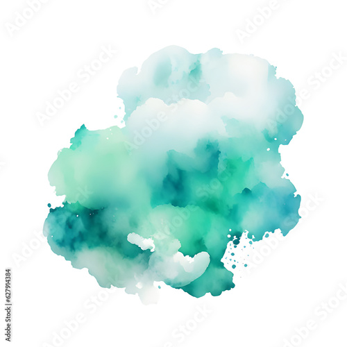 emerald and sky blue swashes  watercolor paint abstract border frame for design layout  isolated on a transparent background  generative ai