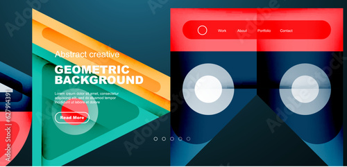 Minimal landing page, geometric shapes. Business or technology design for wallpaper, banner, background, landing page, wall art, invitation, prints