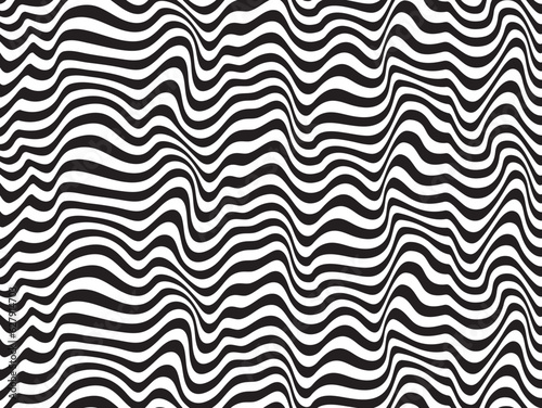 Vector strips abstract background. Abstract vector seamless op art pattern with waving curling lines. Abstract curve background as design element.
