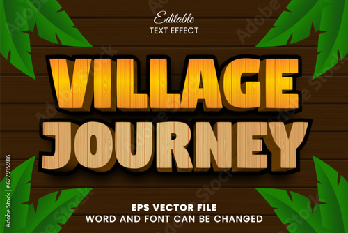 Village journey editable text effect, wooden texture text effect