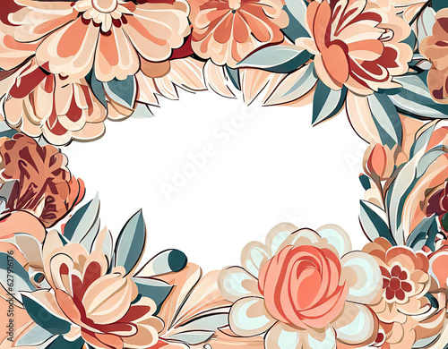 Illustration of flower composition frame pattern bouquet with Generative AI.