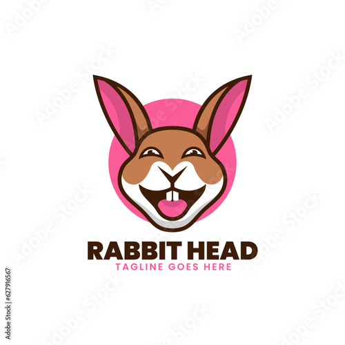 Vector Logo Illustration Rabbit Head Mascot Cartoon Style. © Artnivora
