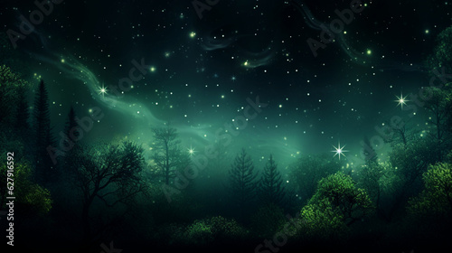 Banner with green nature background and bokeh light. Copy space. Generative AI © Odin