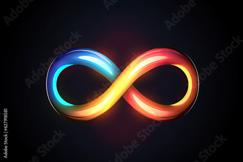Abstract colorful infinity symbol on dark background