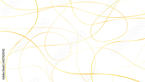 Abstract curve yellow pasta on white background. Hand drawn banner with noodles. Vector seamless pattern. Geometric pattern with wavy stripes. Stylish texture with confused lines.