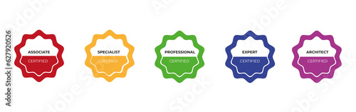 Digital certification emblem with modern design. Certificate logo badge template.  photo