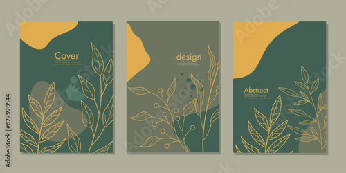 Set of notebook cover hand drawn floral designs. abstract retro botanical background.size A4 For books, diary, notebooks, planners, brochures, catalogs template