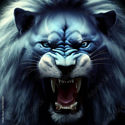 Ferocious blue lion