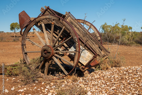 Vintage wooden wagon abandoned in the Australian outback