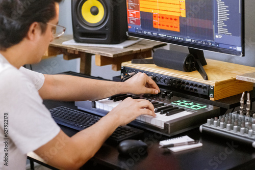 Music Production Workstation, Home Studio Recording, hands on board.