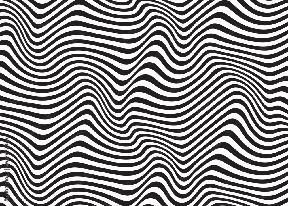 Background with wavy lines. Twisted duo tone backgrounds. Abstract pattern from lines, halftone effect. Black and white texture. Minimalist design template for poster, banner, cover, postcard. Background with wavy lines. Twisted duo tone backgrounds. Abstract pattern from lines, halftone effect. Black and white texture. Minimalist design template for poster, banner, cover, postcard.