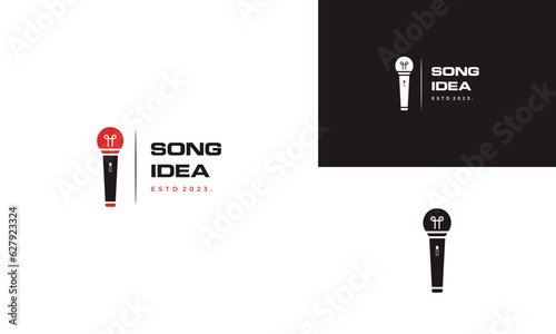 creative singer logo design, microphone combine with lamp logo modern concept