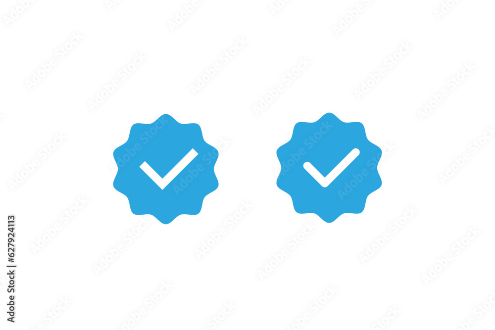 Blue Verified Badge Icon Vector. Tick, Check Mark Next to Social Media Profile Picture Blue Verified Badge Icon Vector. Tick, Check Mark Next to Social Media Profile Picture