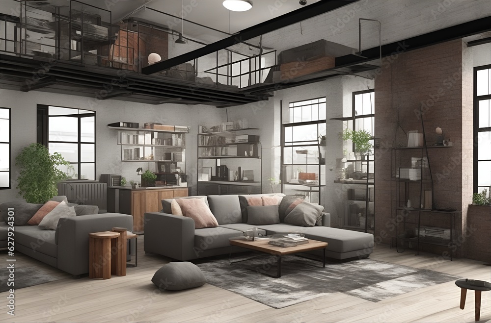 Habitación estilo industrial