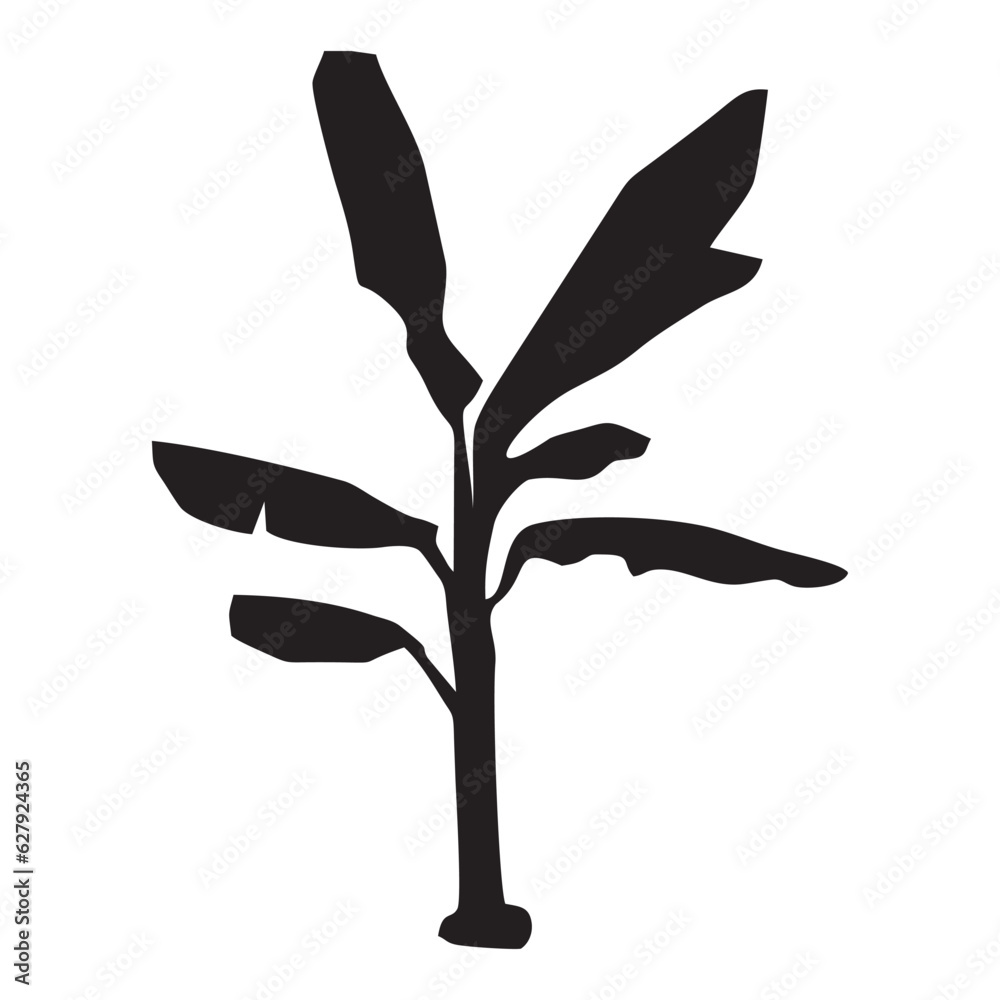 silhouette illustration of a banana tree