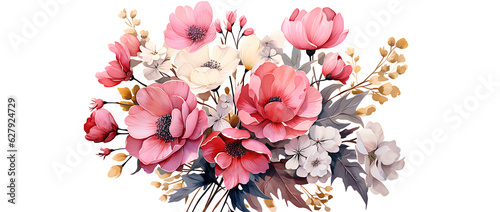 Colorful flowers and plants , png isolated on transparent background. © Y
