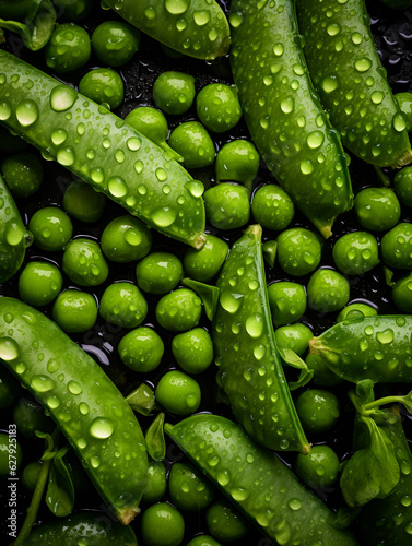 green beans with drops healthy vegetables AI generated 