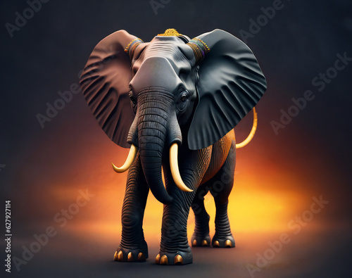 Elephant figure toys style, Vibrant colors, Depth of field view and Incredibly high detail