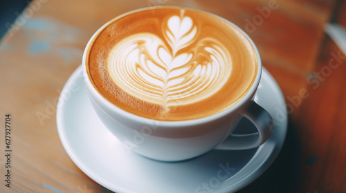 The rich aroma of the coffee fills the air as the latte art captivates the eyes.
