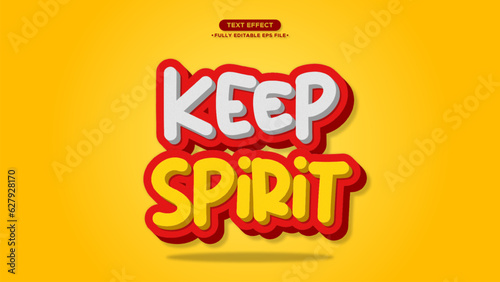 Keep Spirit 3D Typography Text Effect for Quotes and Headline with Yellow and Red Color Style Fully Editable Text and Font