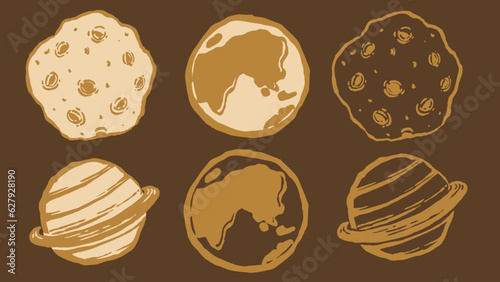 illustration of space body with vintage style and outline
