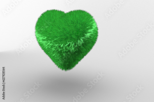 Digital png illustration of green hairy heart on transparent background