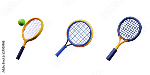 3d Vector Tennis Racket with Ball, Sport and Game competition concept