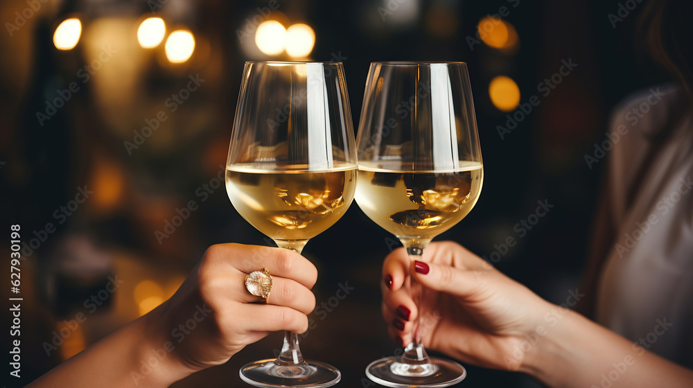 The two women are enjoying a glass of wine at the elegant wine bar, savoring the rich flavors and engaging in lively conversation.