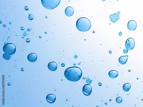 Blue water droplets on a blue and white background. gradient pattern. generative ai