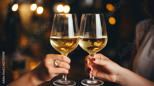 The two women are enjoying a glass of wine at the elegant wine bar, savoring the rich flavors and engaging in lively conversation.