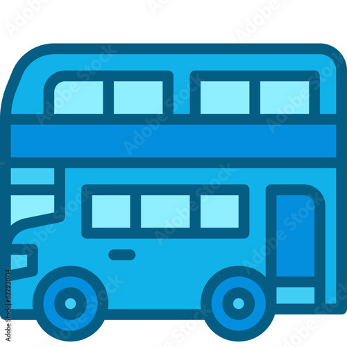 double decker bus two tone icon