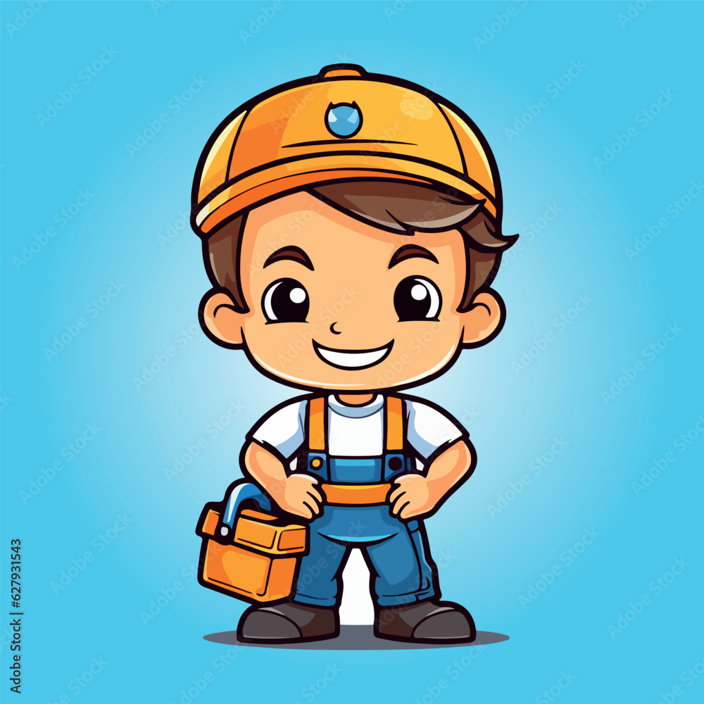 Handyman cartoon character mascot design vector illustration 