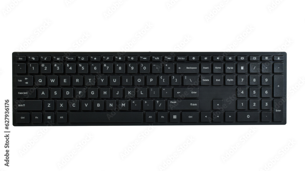 Top view of black computer keyboard isolated on white background Top view of black computer keyboard isolated on white background