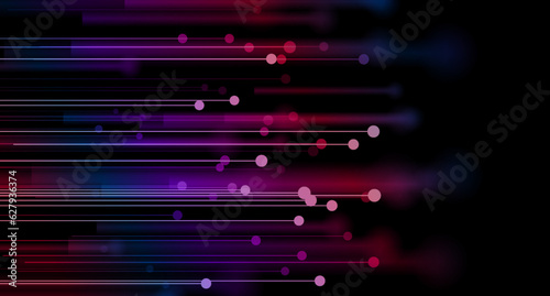 Glowing blue red abstract futuristic hi-tech background. Blurred connection lines vector design