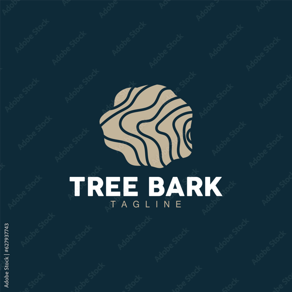 Tree Bark Logo, Wood Tree Simple Texture Vector Design, Symbol Illustration