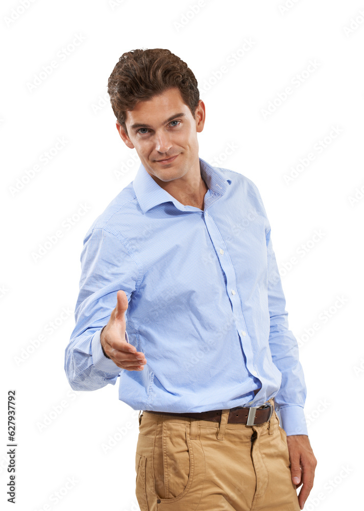 Handshake, offer and professional man introduction or welcome isolated on transparent, png background. Portrait of business person shaking hands in interview, recruitment success and congratulations Handshake, offer and professional man introduction or welcome isolated on transparent, png background. Portrait of business person shaking hands in interview, recruitment success and congratulations