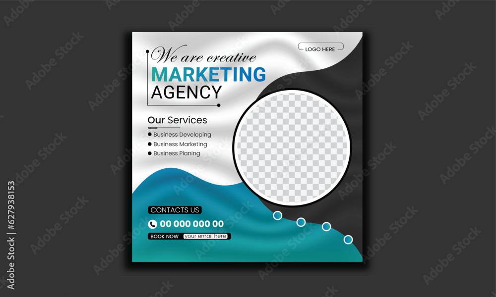 Business marketing agency promotion social media post template. Editable square banner design with place for the photo Business marketing agency promotion social media post template. Editable square banner design with place for the photo