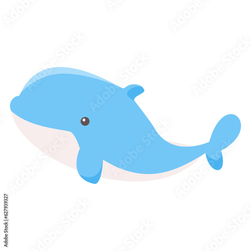 Children's flat vector illustration on white background. Cute blue whale . Vector illustration