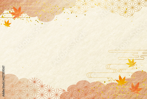 秋のお歳暮や敬老の日 のおしゃれな水彩風 和柄 和紙の背景