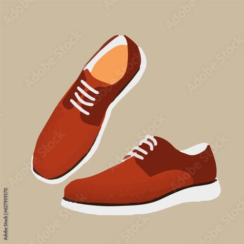 Modern flat shoes with laces. Fashionable casual walking shoes. Color vector illustration of fashionable trekking shoes highlighted on a white background