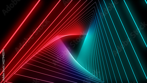 Neon tunnel. Portal with light effects. Retro abstract background. photo