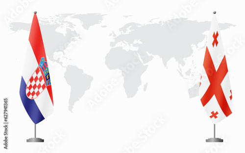 Croatia and Georgia flags for official meeting