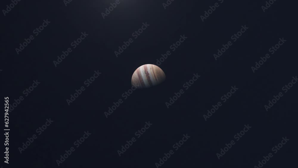 Wide Rotating View of Planet Jupiter and The Sun Wide Rotating View of Planet Jupiter and The Sun
