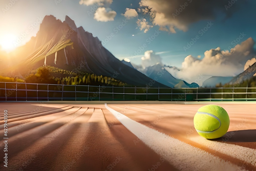 tennis court and ball generated by AI tool                               
