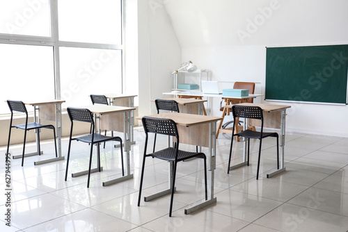 Interior of stylish modern empty classroom