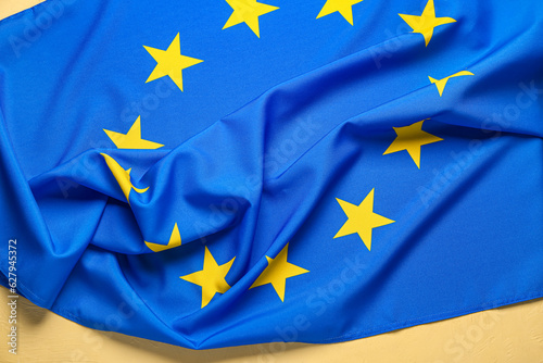 European Union flag on yellow background