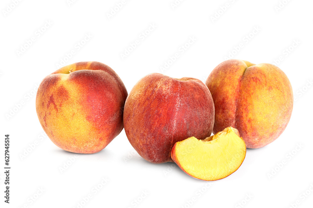 Sweet peaches on white background Sweet peaches on white background