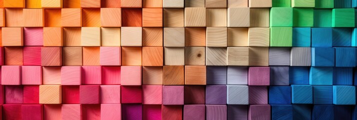 Abstract block stack wooden 3d cubes, colorful wood texture for backdrop