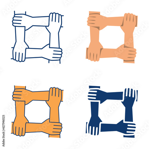 Hands in square form icon set