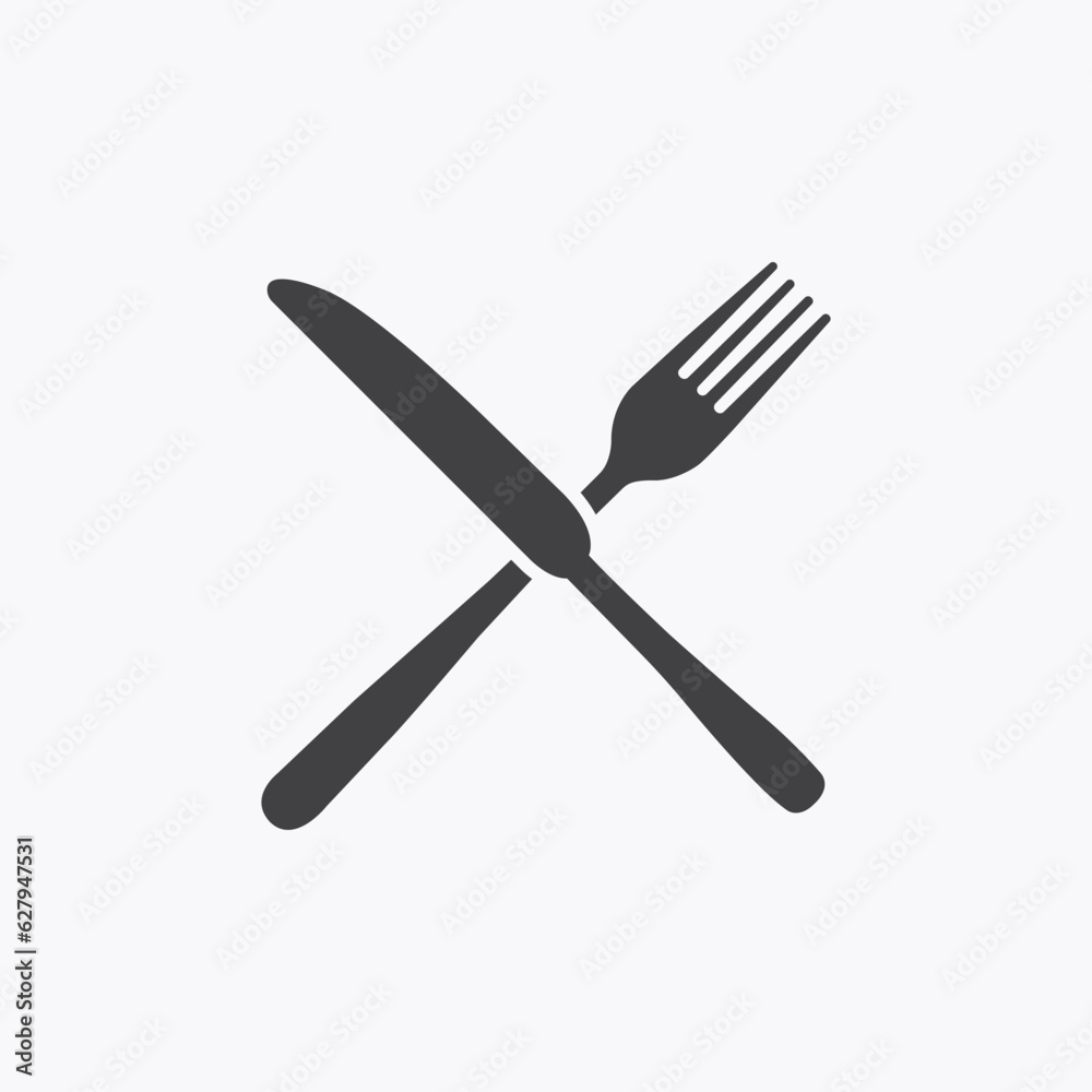 Fork and Knife icon vector, solid illustration, pictogram isolated on gray Fork and Knife icon vector, solid illustration, pictogram isolated on gray